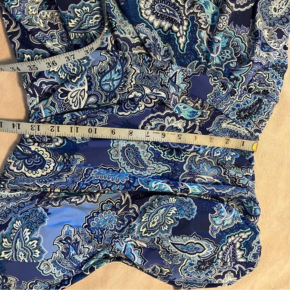 Lauren Ralph Lauren blue Paisley one piece skirted swimsuit size 16W Eurosummer - Picture 10 of 15